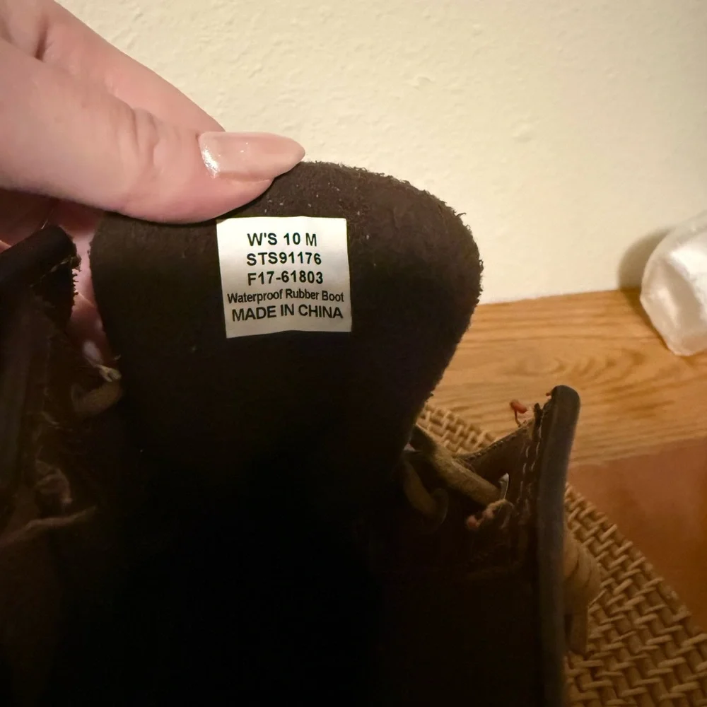 Sperry Women’s Duck Top Slider Leather‎ Brown and Black Rain Boots